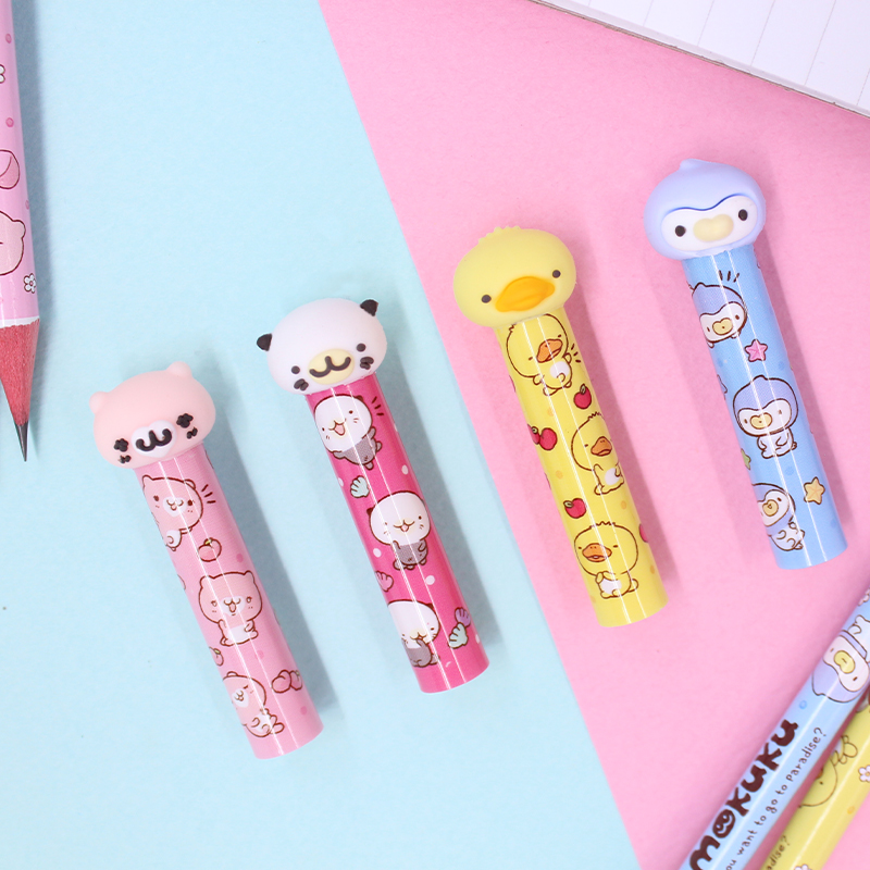 모쿠쿠 연필 연필캡 세트 캐릭터 학용품 초등 학생 학교 어린이집 입학 졸업 선물 이미지 3