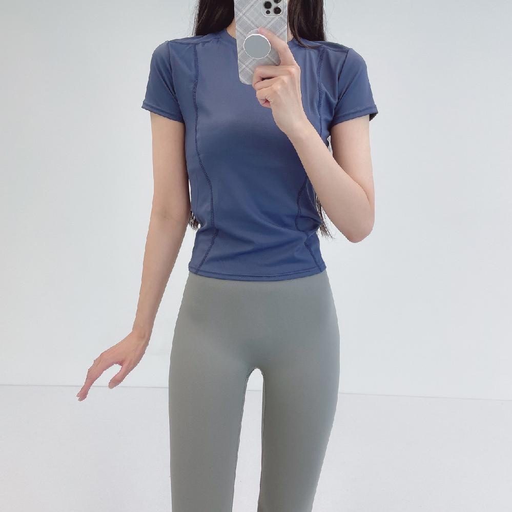 로라벨 리프 필라테스복 여성 요가복 필라테스 요가 상의 옷 커버업 운동복 여름 반팔 크롭 - 상세 이미지 3