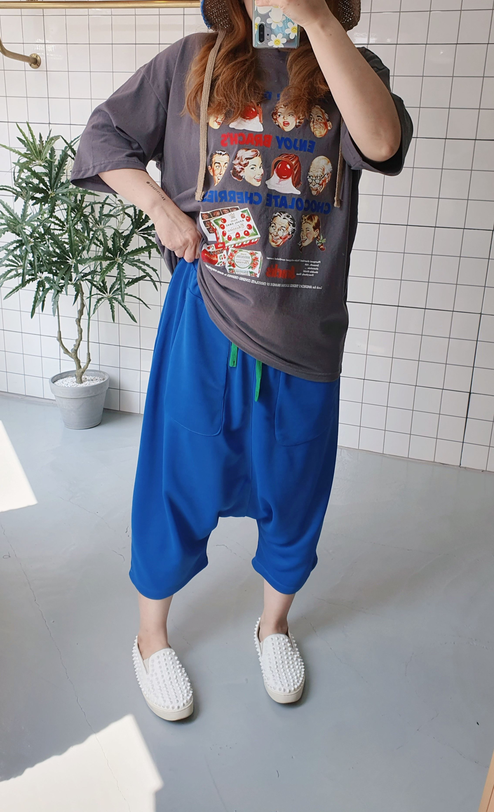 하램핏 레그 와이드 9부 배기바지 - 상세 이미지 3