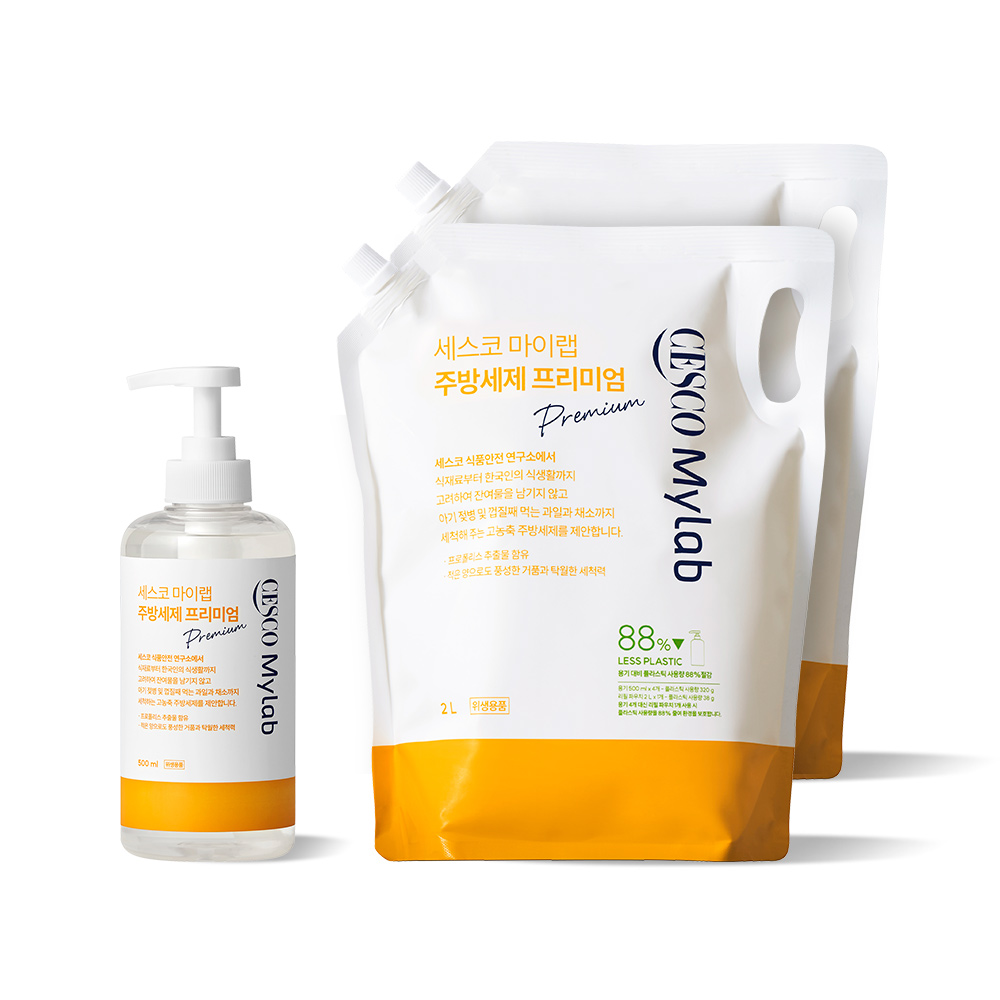 세스코 마이랩 주방세제 프리미엄 500ml + 리필 2L x2개