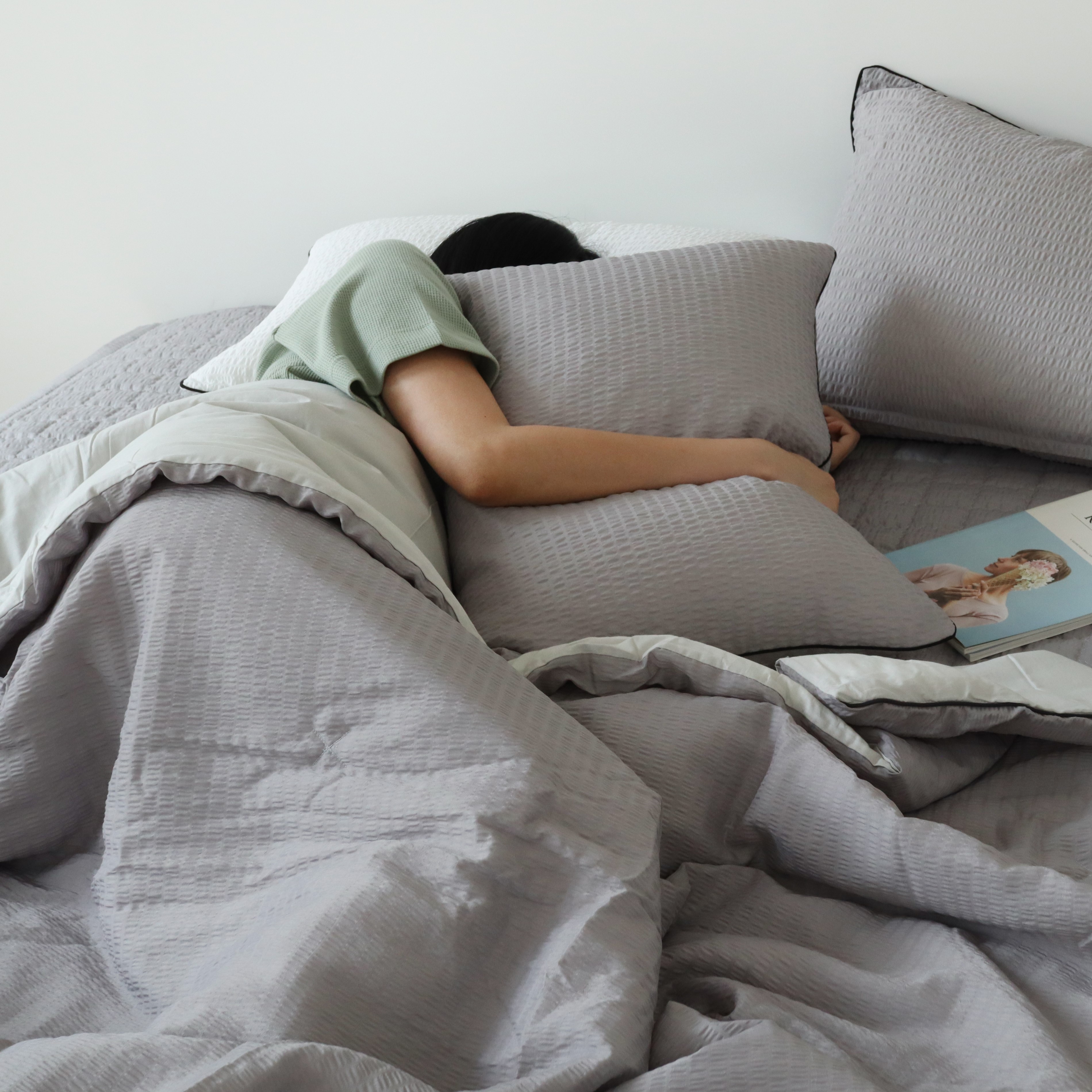 파이핑 점프 시어서커 여름 침구 차렵이불 SS