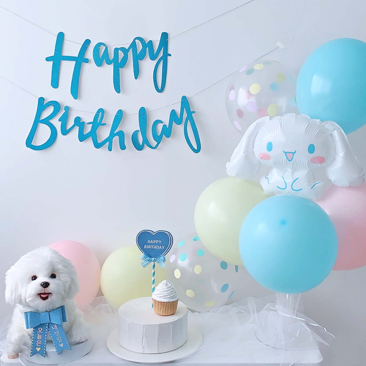 시나모롤풍선 강아지 고양이 생일파티세트 - 메인 이미지