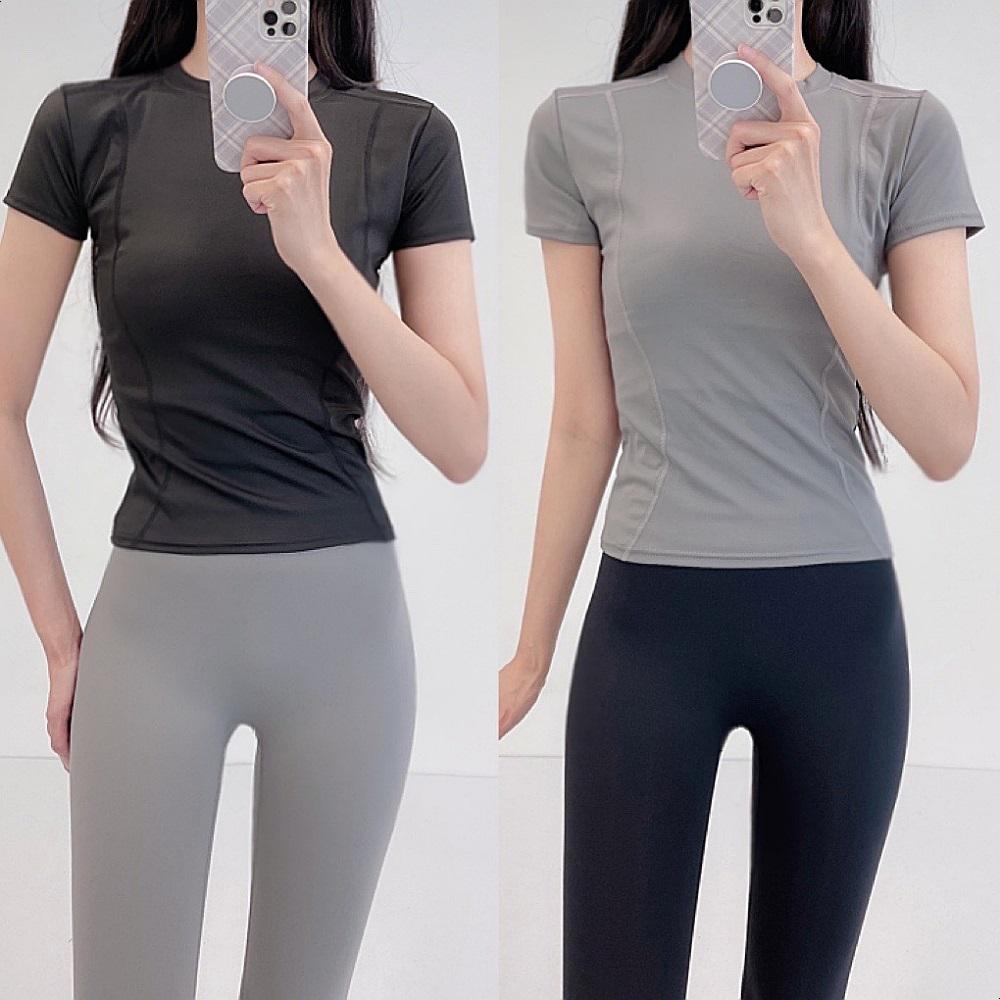 로라벨 리프 필라테스복 여성 요가복 필라테스 요가 상의 옷 커버업 운동복 여름 반팔 크롭 - 상품 이미지