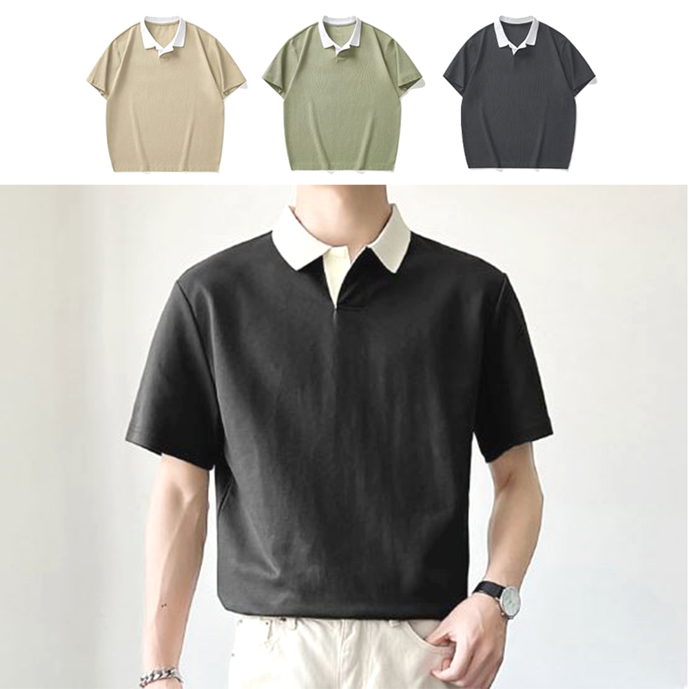 남자 카라 티셔츠 남성 데일리 기본핏 여름 반팔티 - 상품 이미지