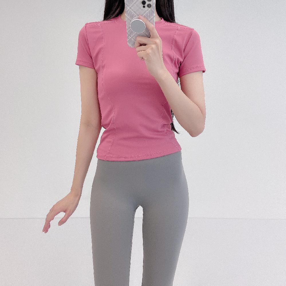 로라벨 리프 필라테스복 여성 요가복 필라테스 요가 상의 옷 커버업 운동복 여름 반팔 크롭 - 상세 이미지 2
