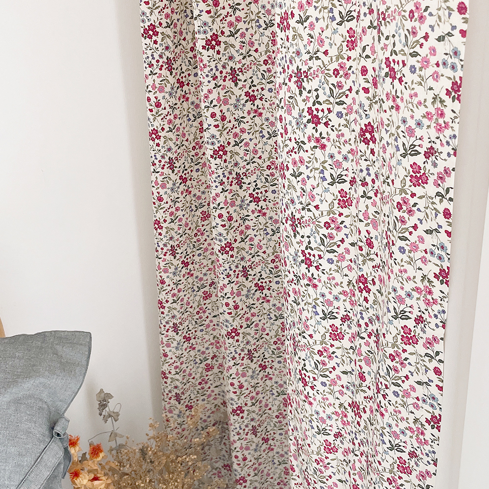 팬지 꽃무늬 빈티지커튼 아이방 작은방 맞춤 제작 플라워 커튼