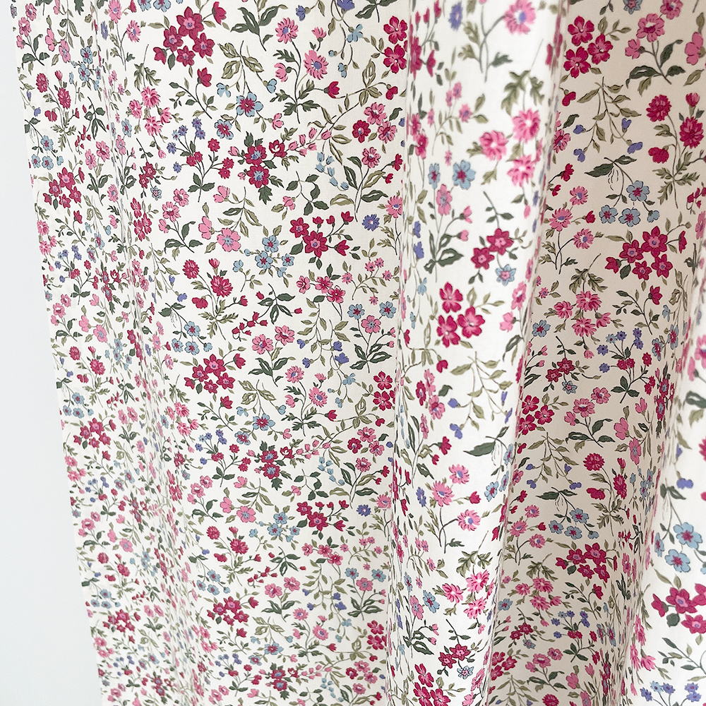 바이아미 팬지 꽃무늬 빈티지커튼 맞춤 제작 플라워