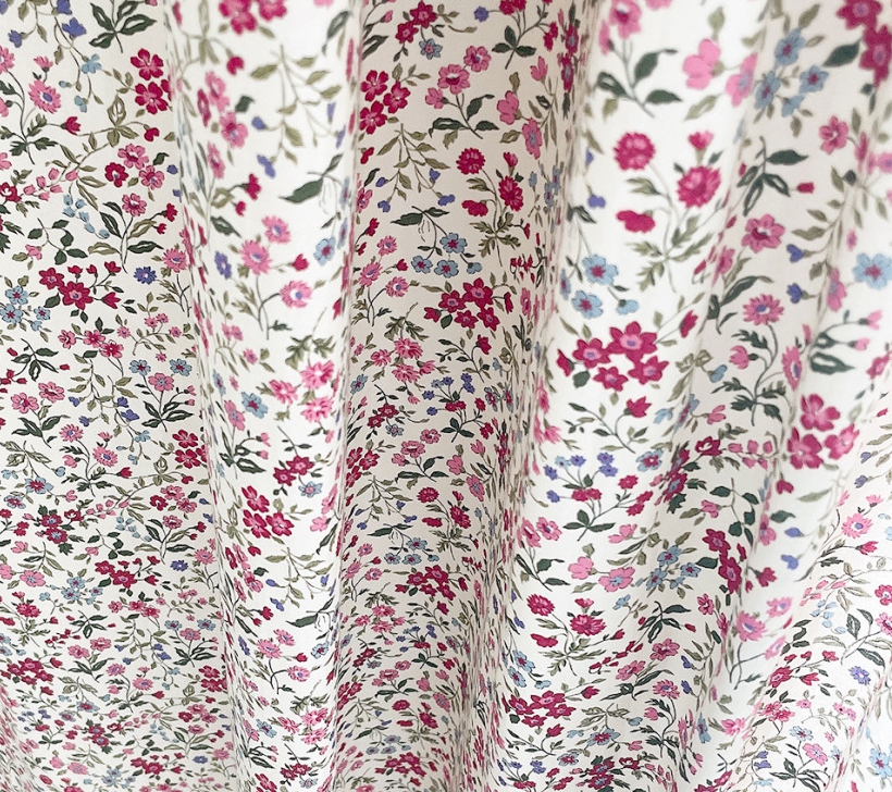 바이아미 팬지 꽃무늬 빈티지커튼 맞춤 제작 플라워