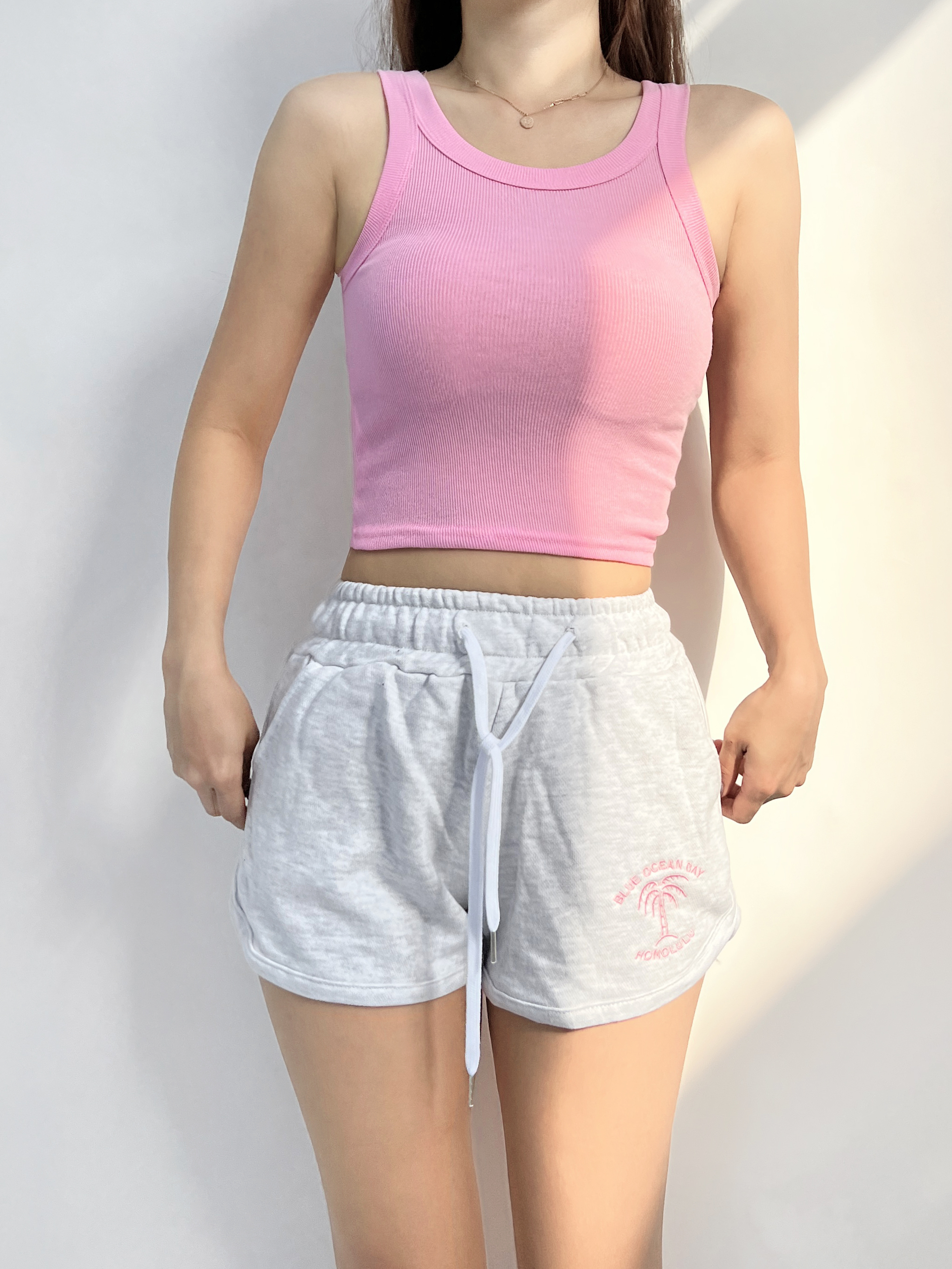 핑블 무지 베이직 기본 슬림핏 크롭 민소매 나시 티셔츠 5color 이미지 4