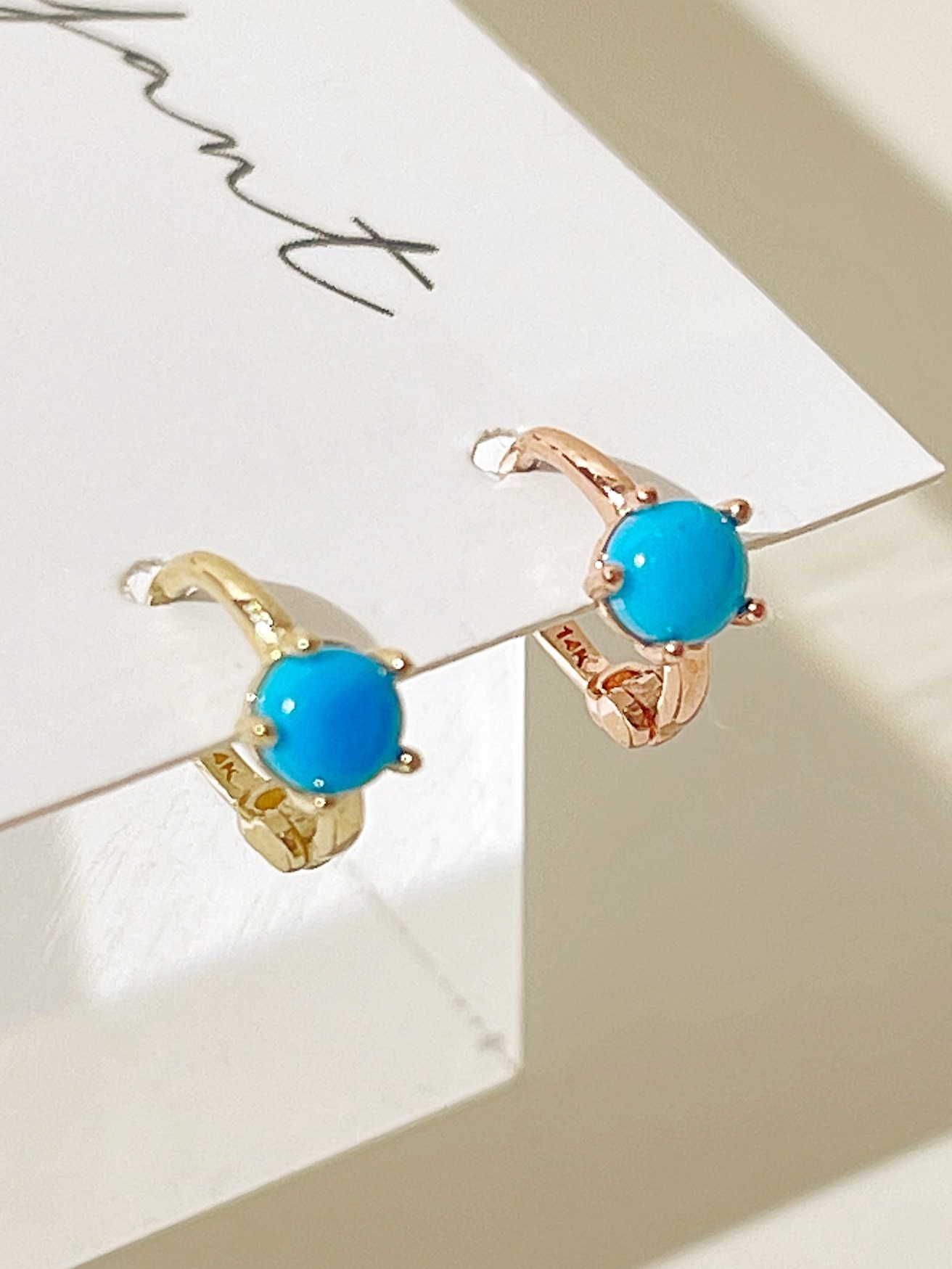 14k 미니 터키석 링 원터치 탄생석 귀걸이 기본 데일리 골드 아웃컨츠 귓바퀴 레이어드