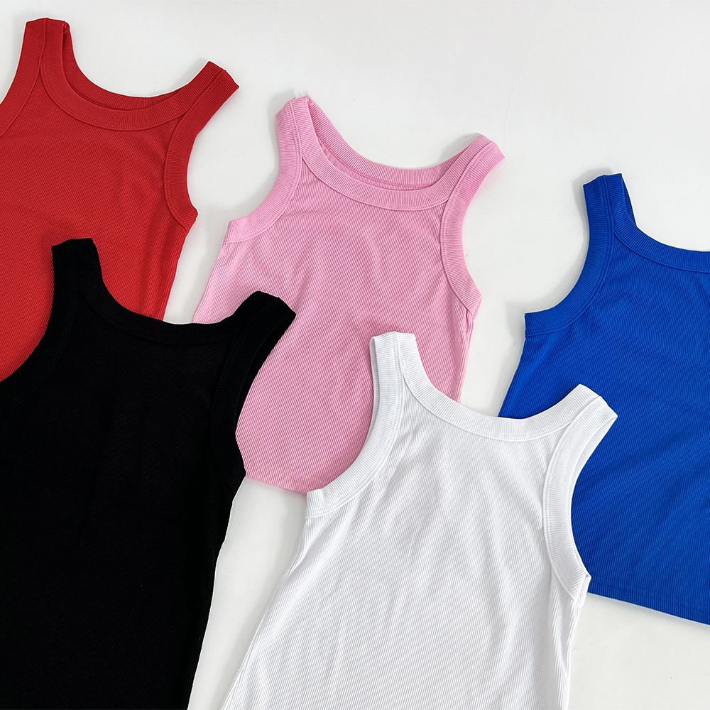 핑블 무지 베이직 기본 슬림핏 크롭 민소매 나시 티셔츠 5color 이미지 2