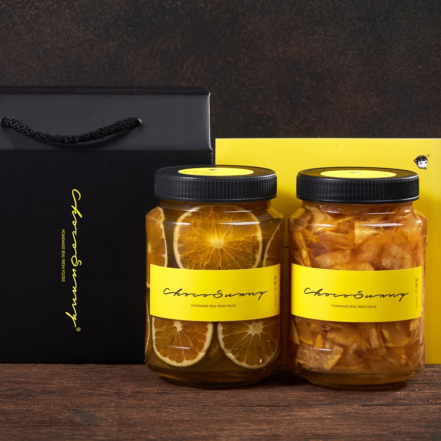 [청귤청+모과청] 수제 과일청500g 2병 명절 부모님 선생님 차 선물세트 답례품