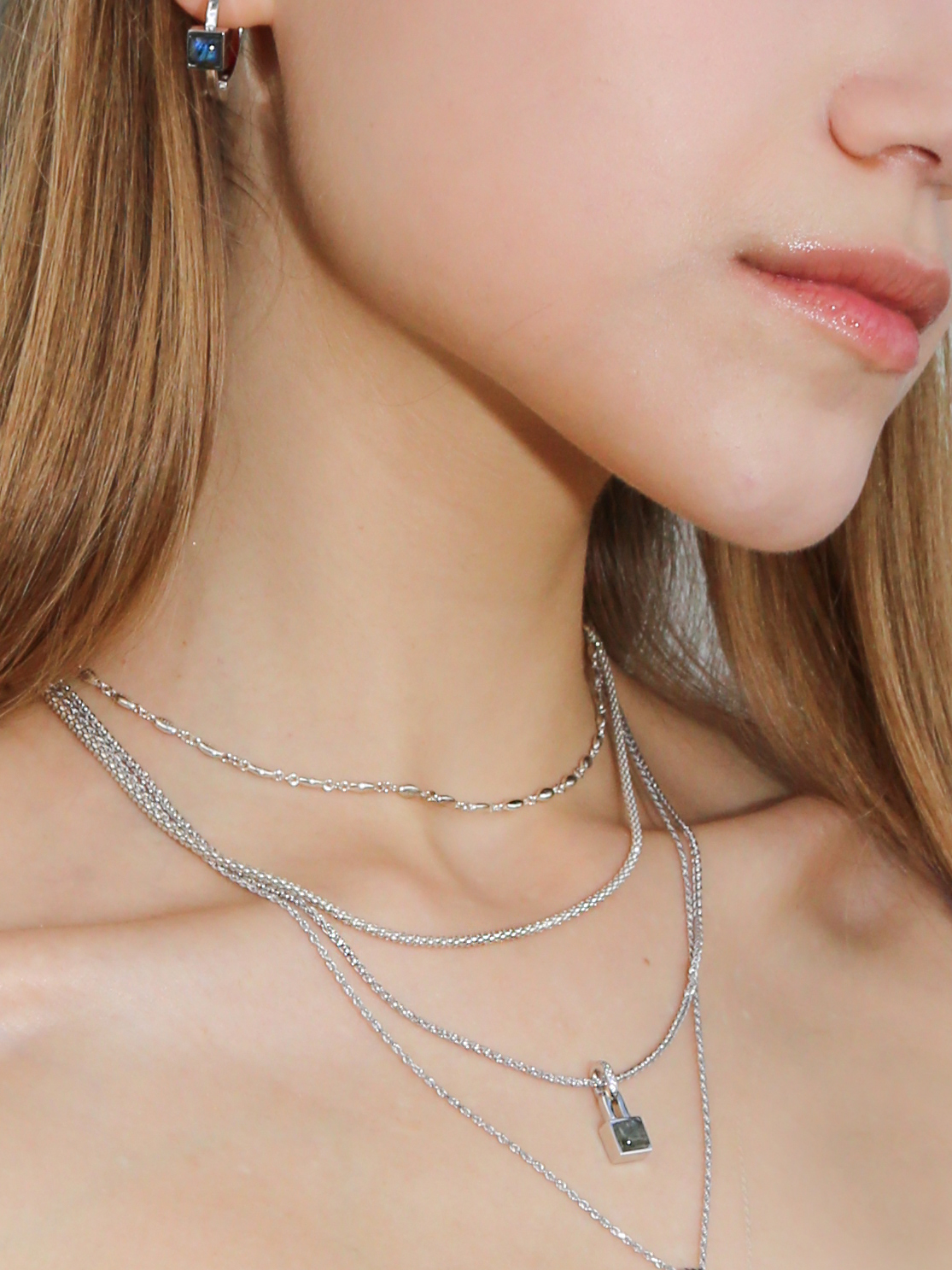 925 silver 레브라도라이트 펜던트 크리스탈 목걸이 상세 이미지 5