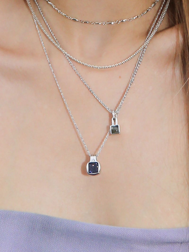 925 silver 레브라도라이트 펜던트 크리스탈 목걸이 상세 이미지 4