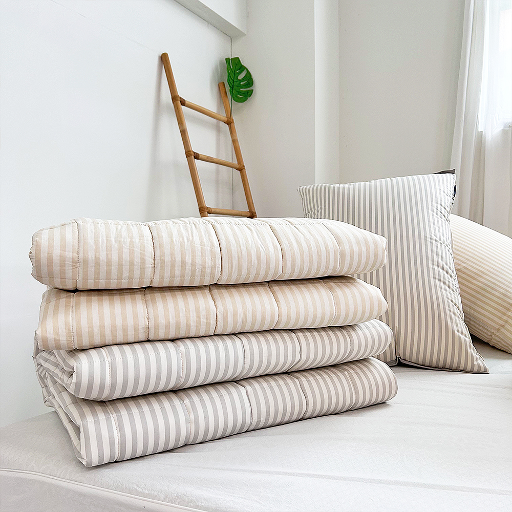 침대패드 오가닉 고밀도 스트라이프 순면패드 크림 엔틱 논슬립 고무밴드