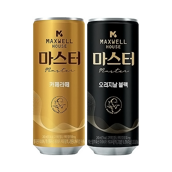 맥스웰하우스 마스터 240mL (오리지날블랙 30캔 + 카페라떼 30캔) 무배/캔커피 : 대명종합물류
