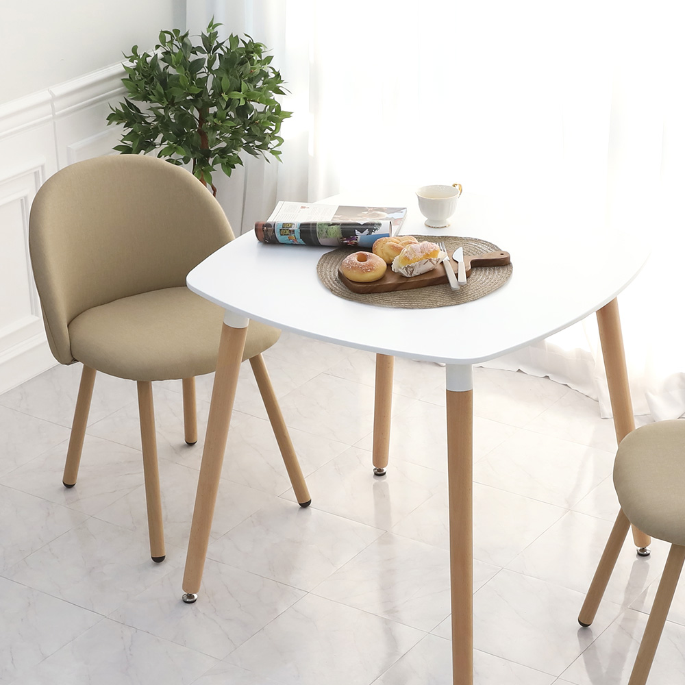 (식탁+의자 SET)템포 스퀘어 800 X 에그 베이지 2인용 화이트 식탁 테이블 세트