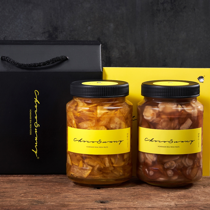 [모과청+배도라지대추생강청] 수제 과일청 500g 2병 약돌배약도라지 답례품 차 선물세트