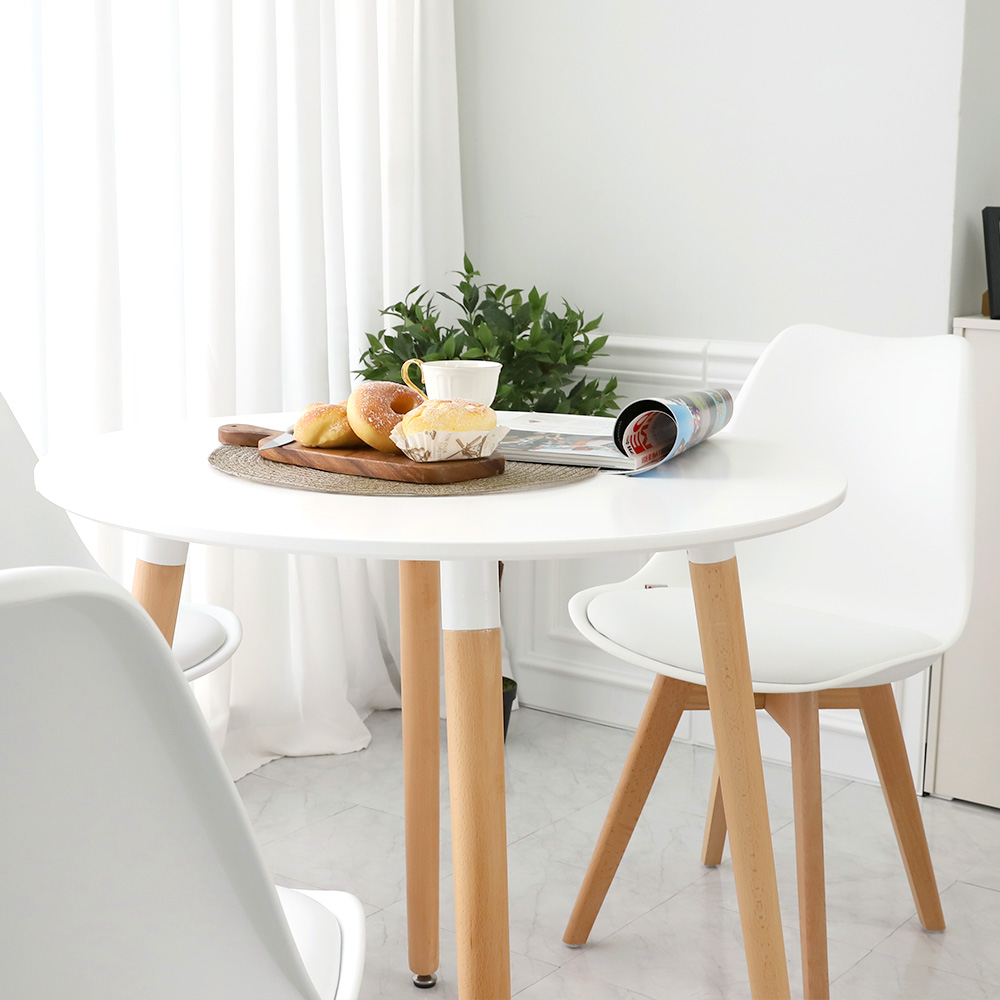 (식탁+의자 SET)템포 스퀘어 800 X 도도 화이트 원형 카페 원목 식탁테이블