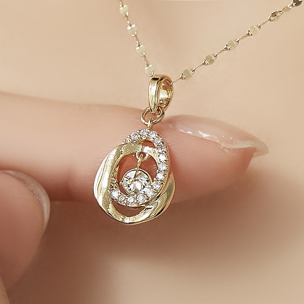 주리에떼 14K 18K 스와로브스키 크리스탈 여성 골드 데일리 비앙카 금 목걸이 이미지 3