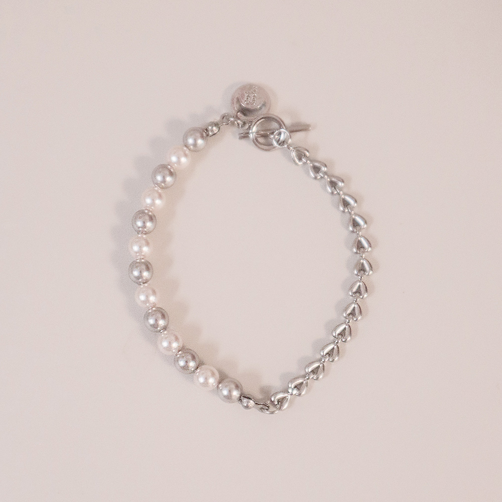 Mini Heart Pearl BR 써지컬체인팔찌 하트 토글바 진주팔찌 - 상세 이미지 2