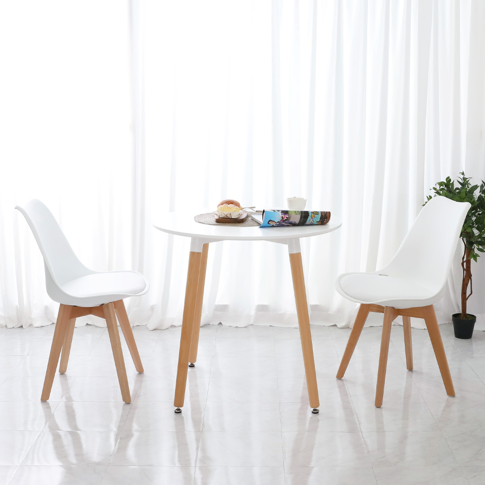 (식탁+의자 SET)템포 스퀘어 800 X 도도 화이트 원형 카페 원목 식탁테이블