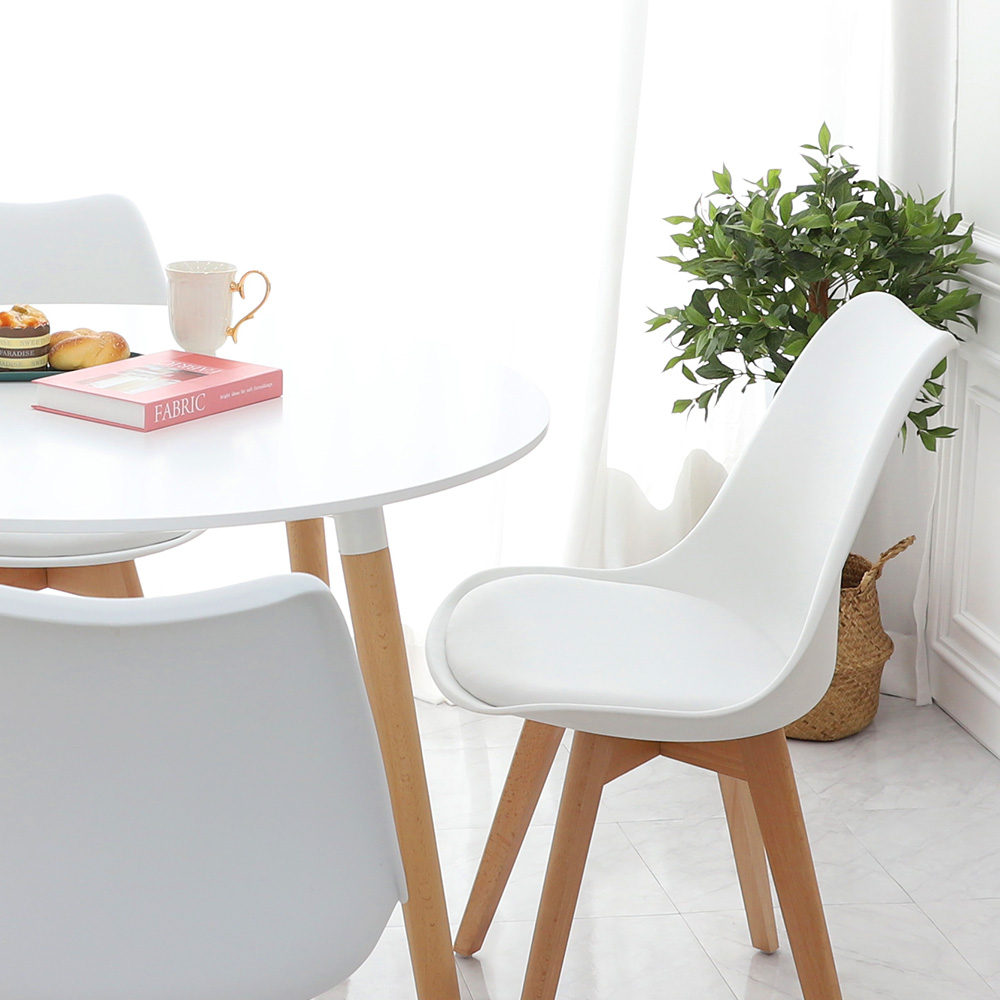 (식탁+의자 SET)템포 라운드 1000 X 도도 화이트 원형 4인용 카페 식탁 테이블 세트