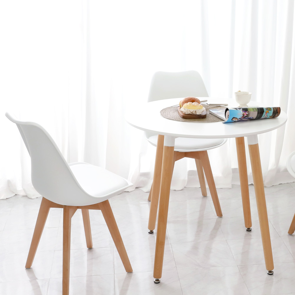 (식탁+의자 SET)템포 스퀘어 800 X 도도 화이트 원형 카페 원목 식탁테이블