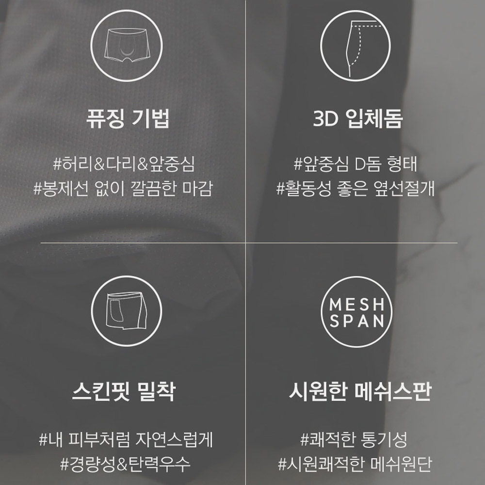 리버프리 남성 속옷 팬티 드로즈 3매 사각팬티 무봉제 스킨핏 입체패턴 이미지 2