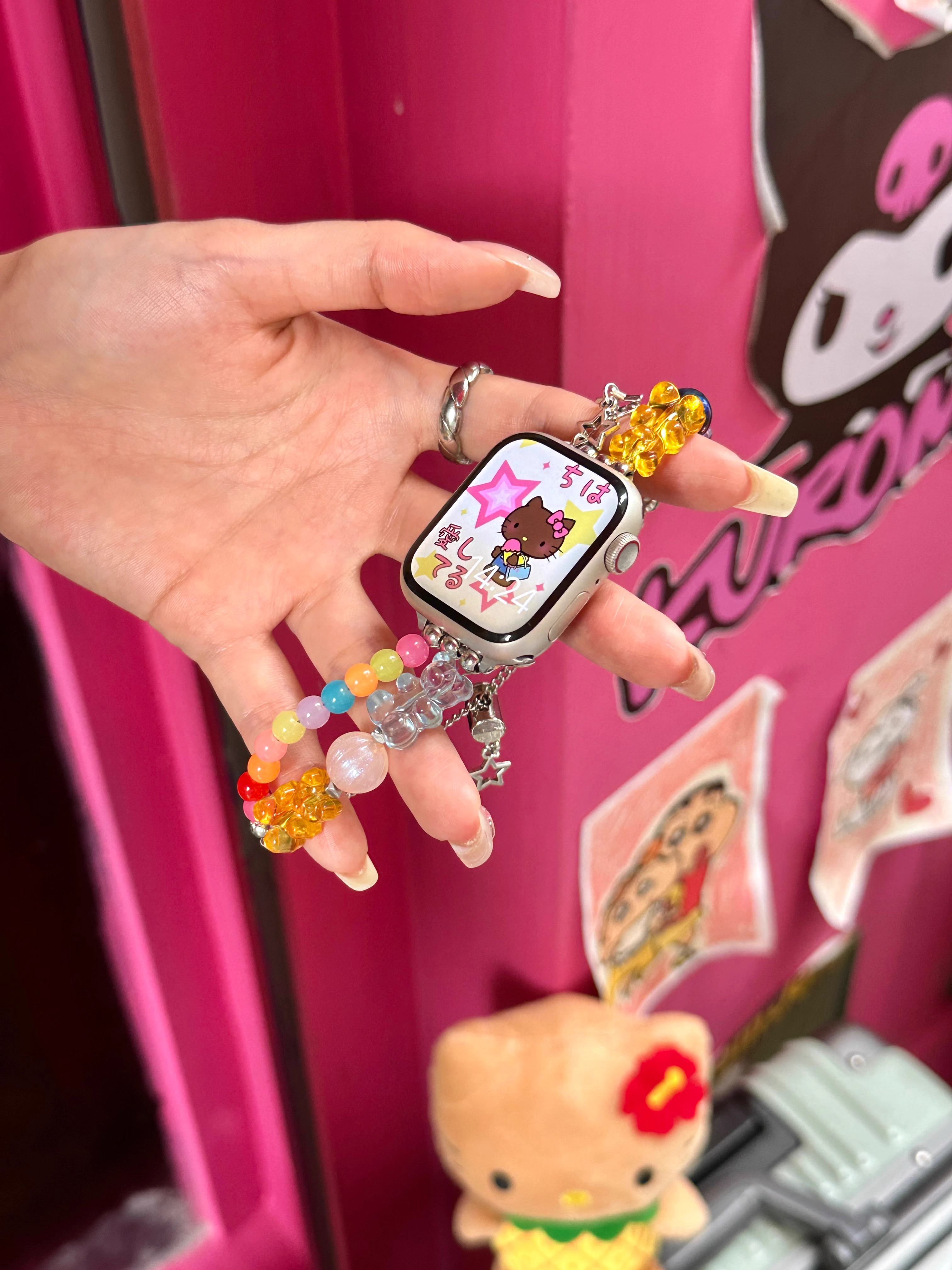 애플워치 구미베어 비즈체인 스트랩 se2 여름 메탈 40mm 41mm