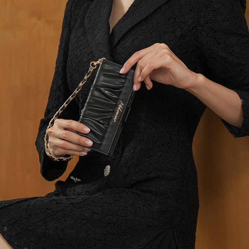 모란카노 갤럭시 Z폴드7 엘레나 스트랩 가죽 다이어리 힌지보호 핸드폰 케이스 레드 - 상세 이미지 4