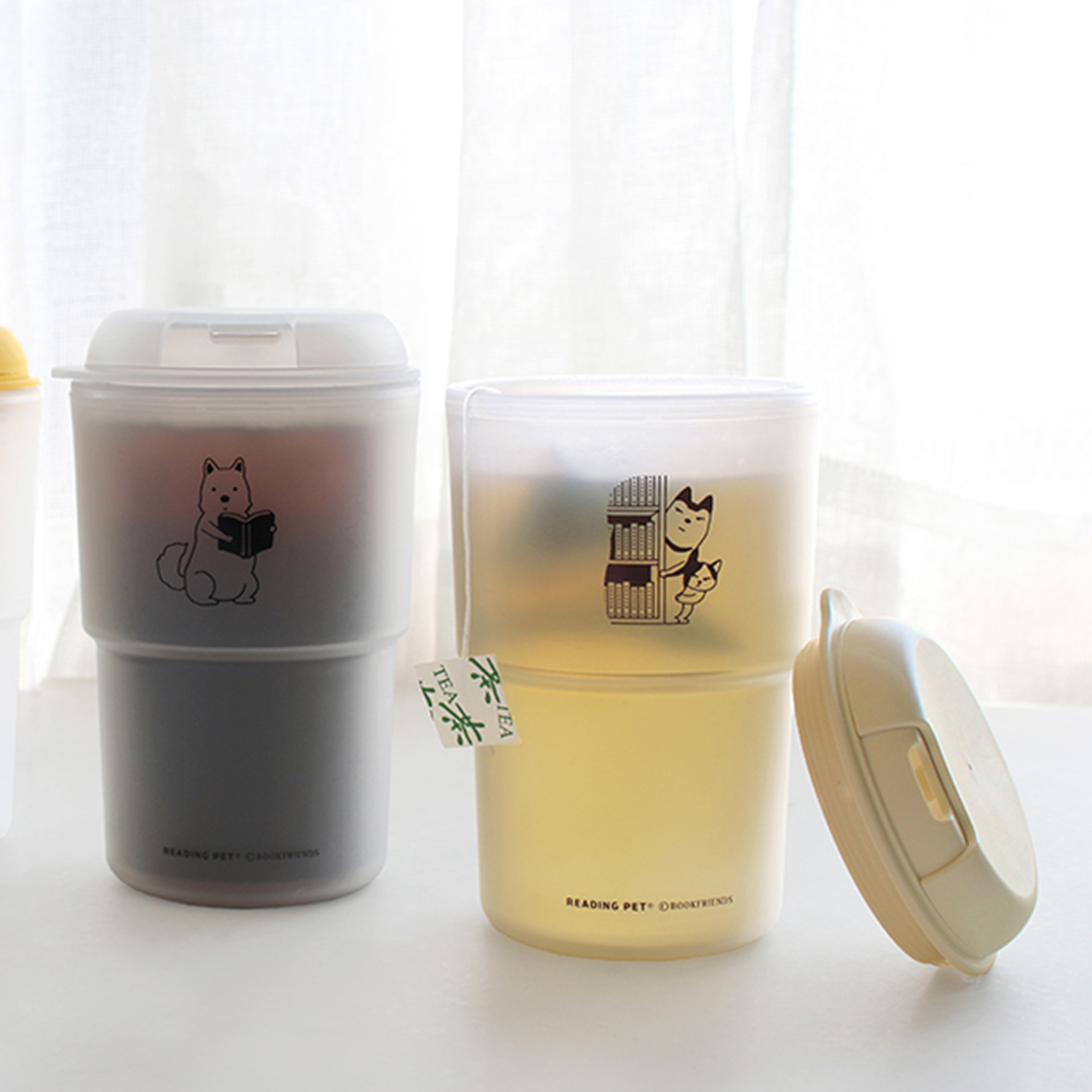 반투명 미니 텀블러 머그 친환경 리유저블 캠핑 선물용 뚜껑 텀블러 350ml - 상세 이미지 2