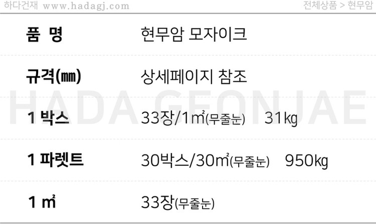 현무암타일 모자이크 혼합사이즈 / 현무암 판석 하다건재