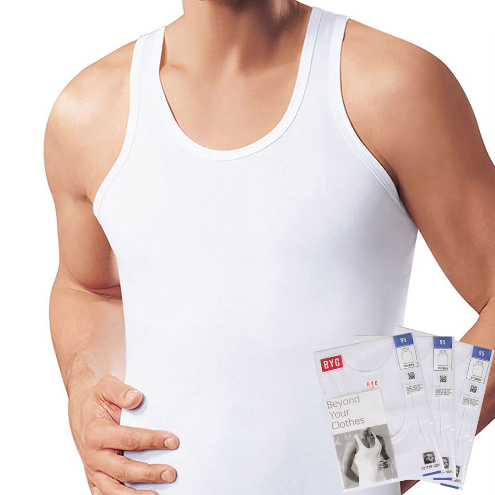 BYC 골런닝 남자런닝 남성 나시 런닝셔츠 메리야스 3매 빅사이즈까지