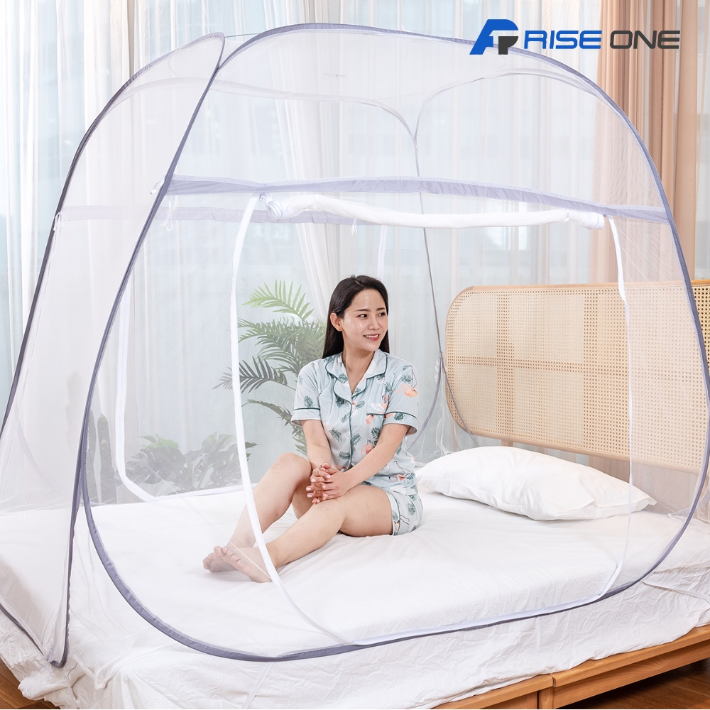 라이즈원 침대 모기장 텐트 아기 대형 사각 캠핑 1인 접이식 캐노피