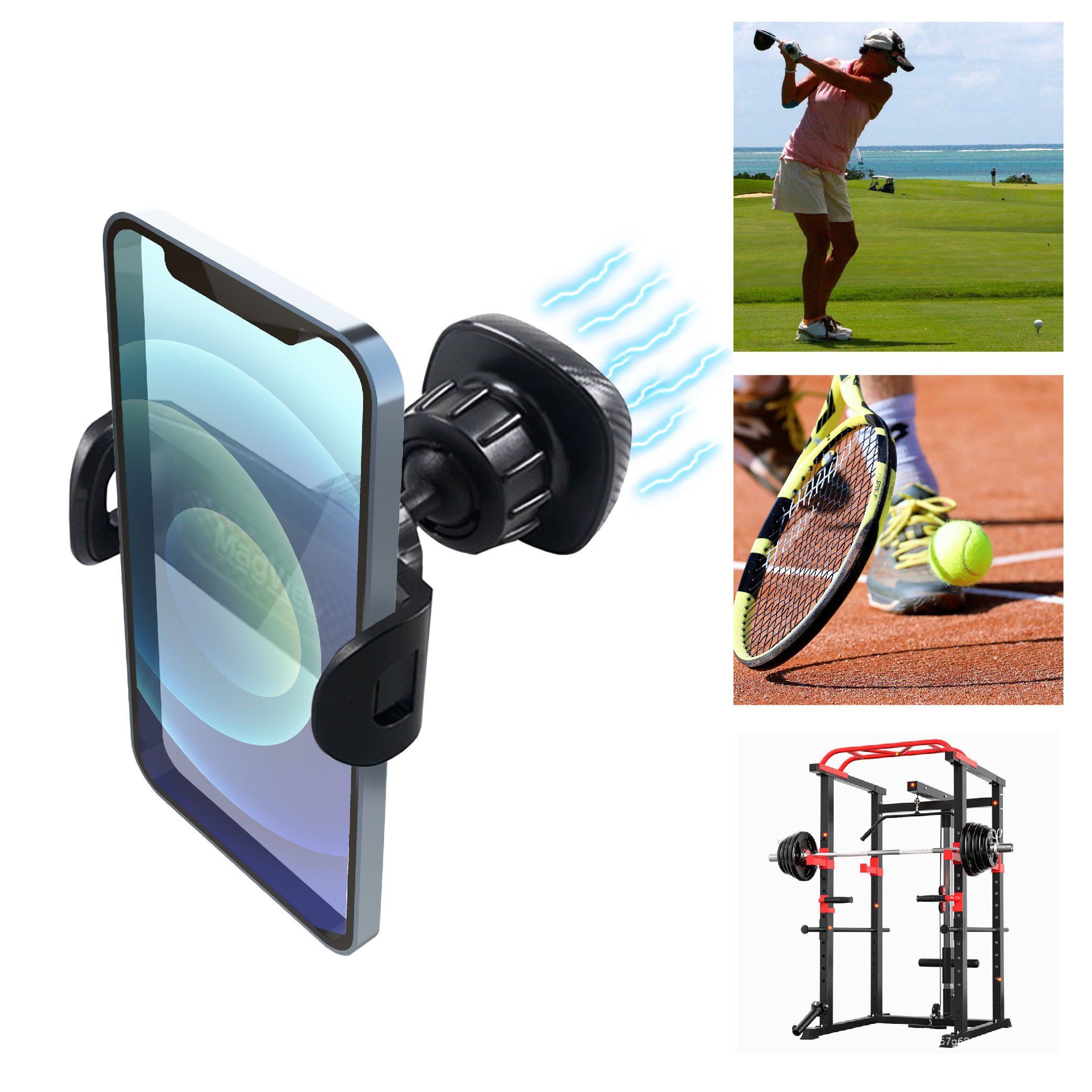 맥뷰 핸드폰 헬스장 골프 테니스 스윙비전 운동 촬영 휴대용 자석 홀더 거치대 제품 이미지