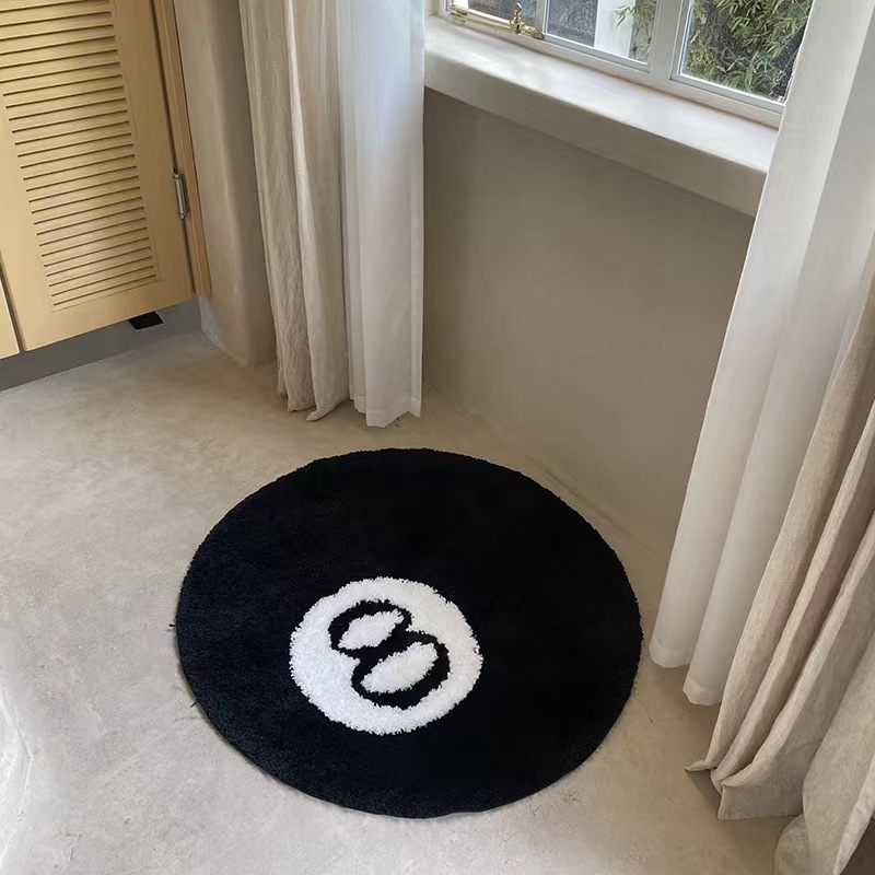 에잇볼 러그 원형 스투시 8볼 카페 발매트 3 sizes 인테리어 힙한러그 80x80