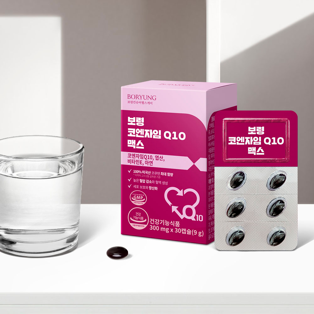 보령 코엔자임Q10 맥스 코큐텐 미니캡슐 비타민E 엽산 아연 30캡슐, 3개 대표 이미지