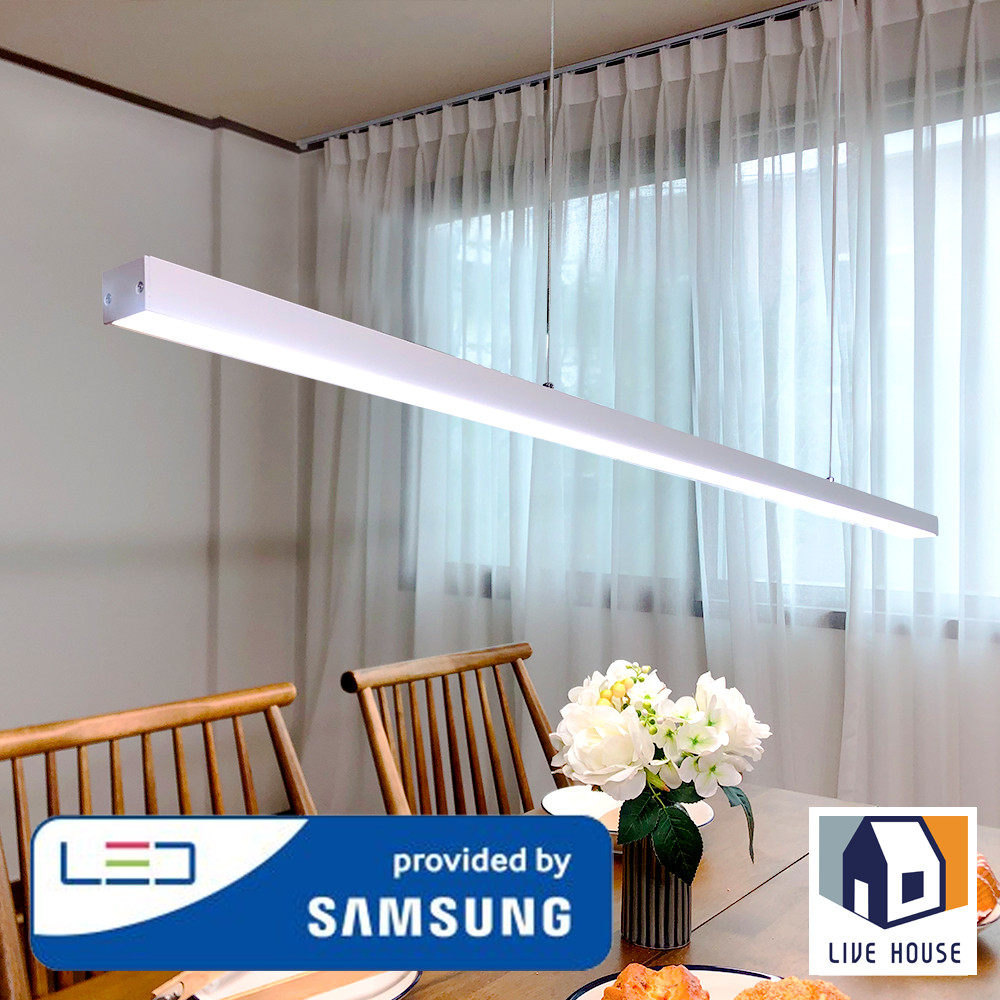 식탁조명 라인 펜던트 조명 일자 4인 화이트 사각 LED 전등