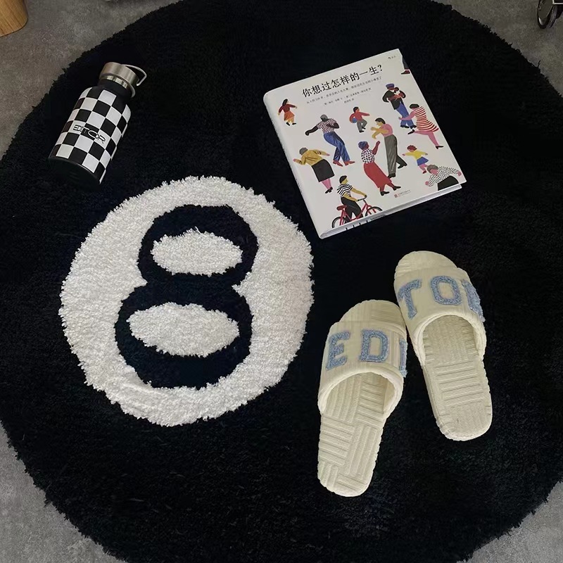 에잇볼 러그 원형 스투시 8볼 카페 발매트 3 sizes 인테리어 힙한러그 80x80
