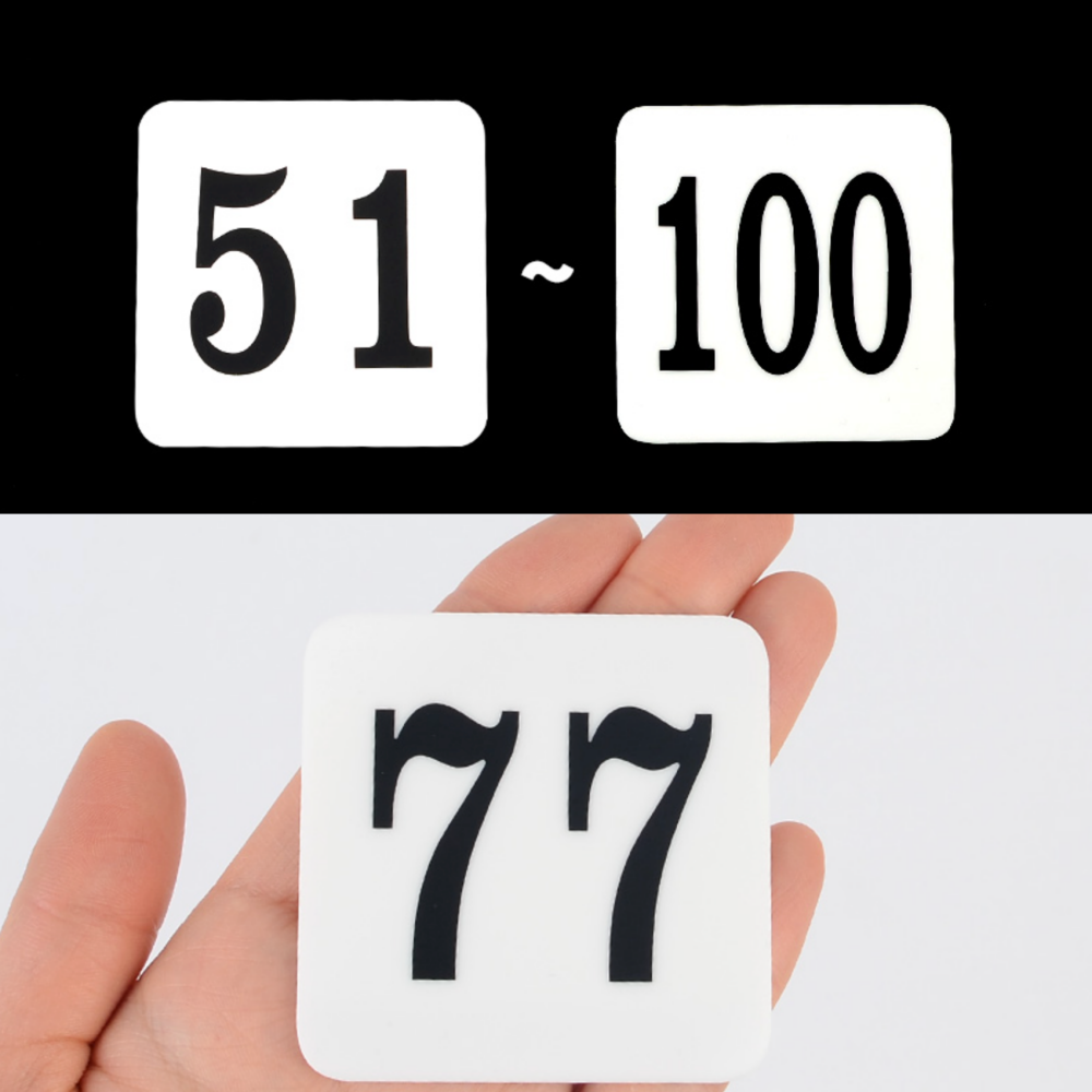 PC방용 사각형안내표시숫자스티커 좌석표시번호스티커 2mm 51-100번 50매 - 상품 이미지