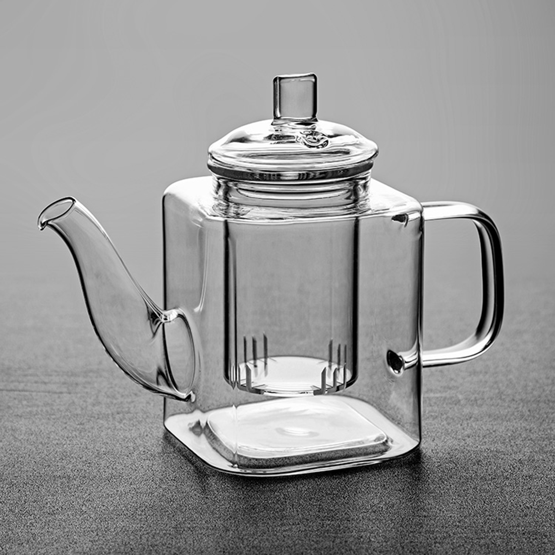 더큰솔 스퀘어 내열유리 다관 직화 미니 차호 보이차 공부차 다도 350ml - 상세 이미지 5