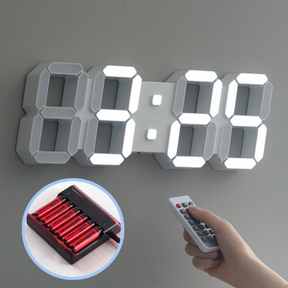 플라이토 100% 무선 LED 벽시계 인테리어 무소음 디지털 전자 벽걸이시계 거실 집들이 코드리스