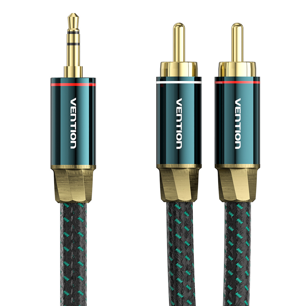 벤션 은도금코어 3.5mm 스테레오 to 2 RCA 오디오 케이블 BCS 5m, 1개 - 상품 이미지