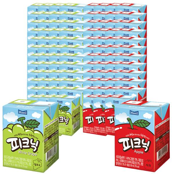 매일유업 피크닉 200ml 사과 48팩 + 청포도 48팩 : 백화점가는길