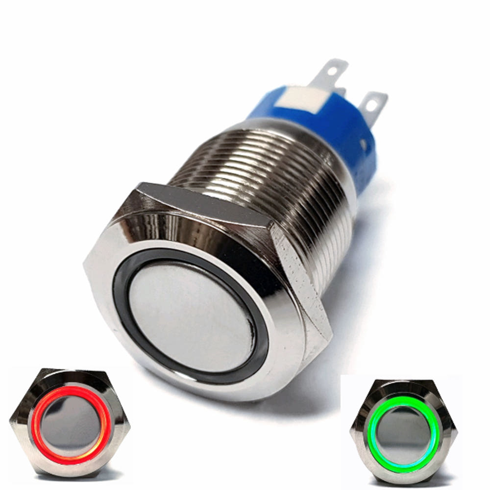 QN19-C1 2색 LED 12V (R,G) 메탈방수스위치 / IP65