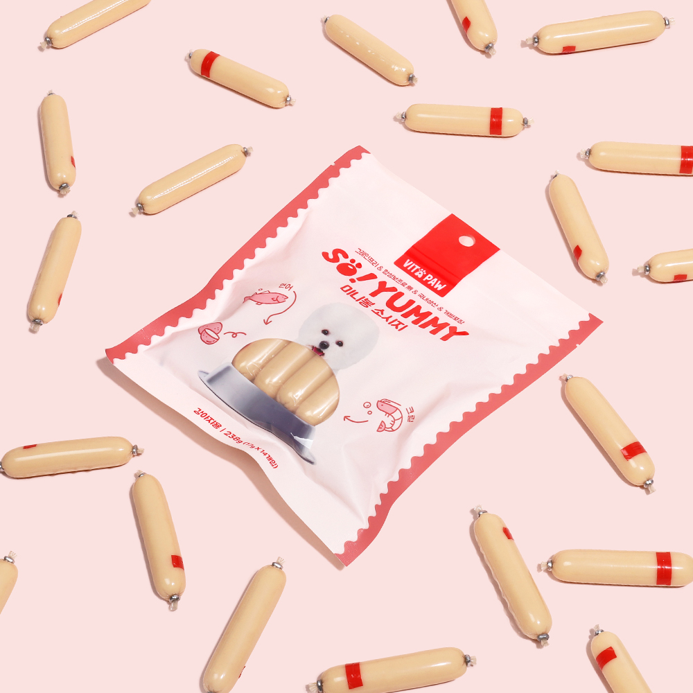 비타파우 강아지 소세지 휴먼그레이드 애견 간식 미니봉 소시지 14개입 연어+크릴, 238g, 3개 - 상세 이미지 4