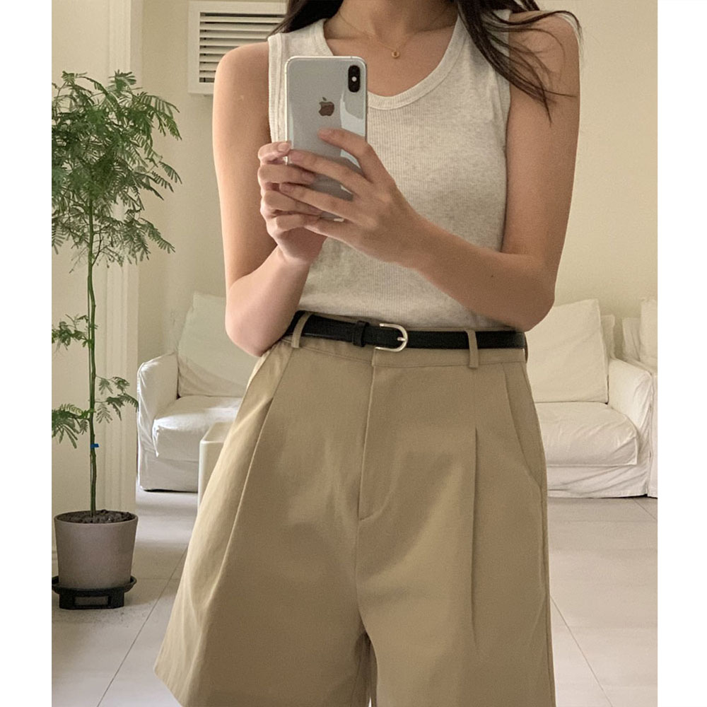 오버무드 민소매 기본 나시티 베이직 스판 유넥 슬림 컬러 골지 나시티 7color