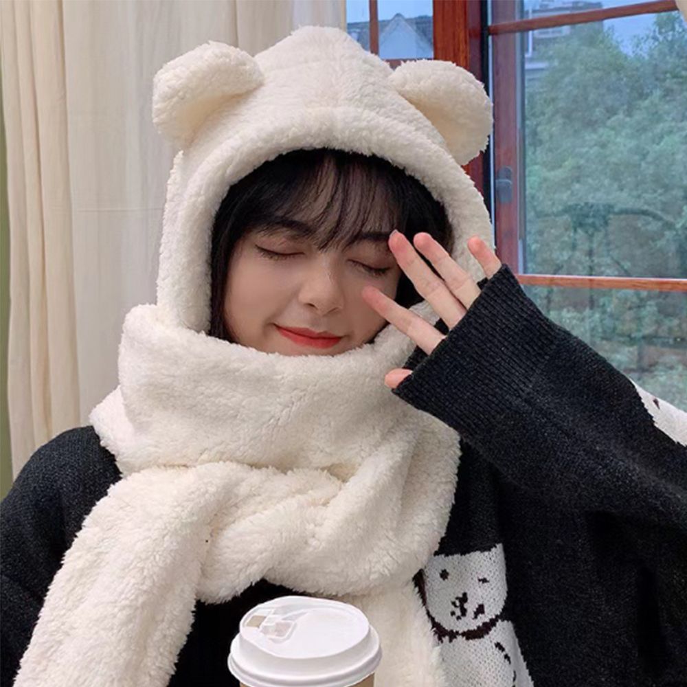 후드 머플러 목도리 모자 털 귀도리 긴 여성 장갑 여자 따뜻한 겨울 롱 방한 후리스 선물 - 상품 이미지