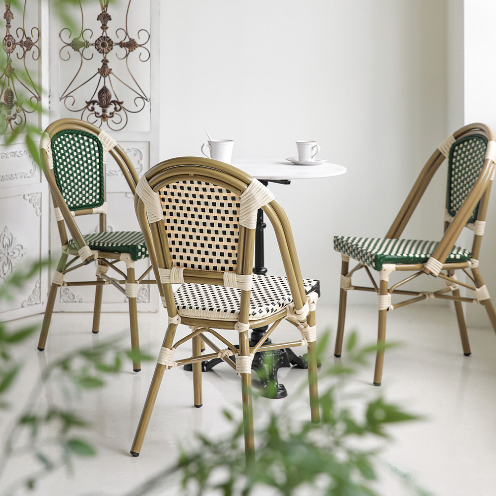 비스트로 프렌치 테라스 야외 야외용 철제 식당 카페 라탄 의자 체어